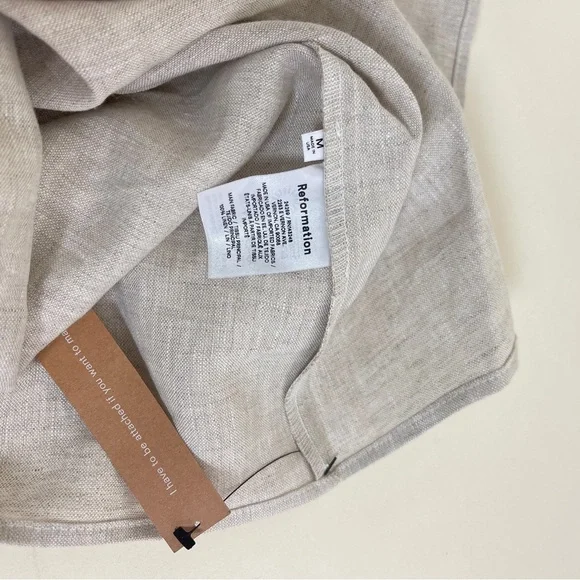 NWT Reformation Grover Linen Dress in Oatmeal Lagenlook Beachy Island Minimal